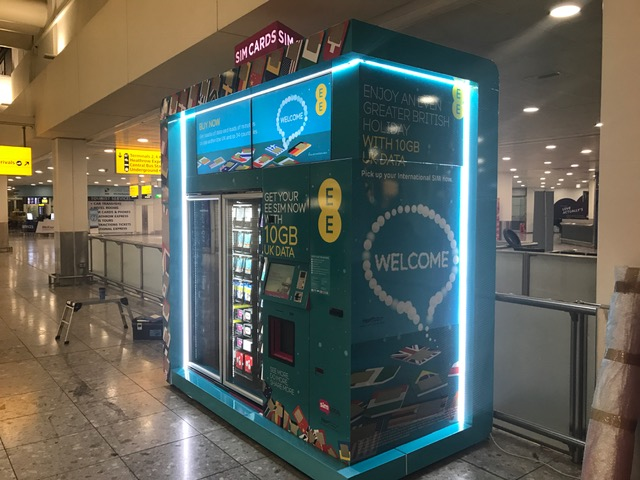 SIM vending machine at London Heathrow Airport