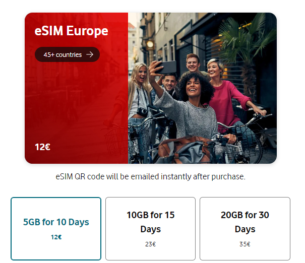 Vodafone Travel Europe eSIM
