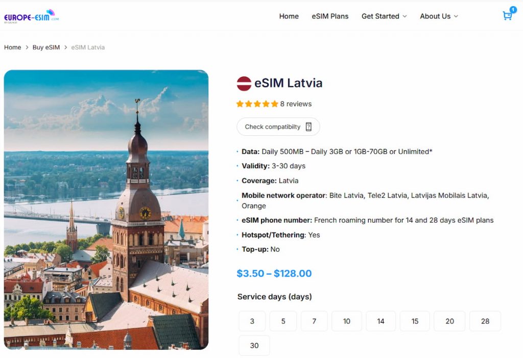 Latvia eSIM plans