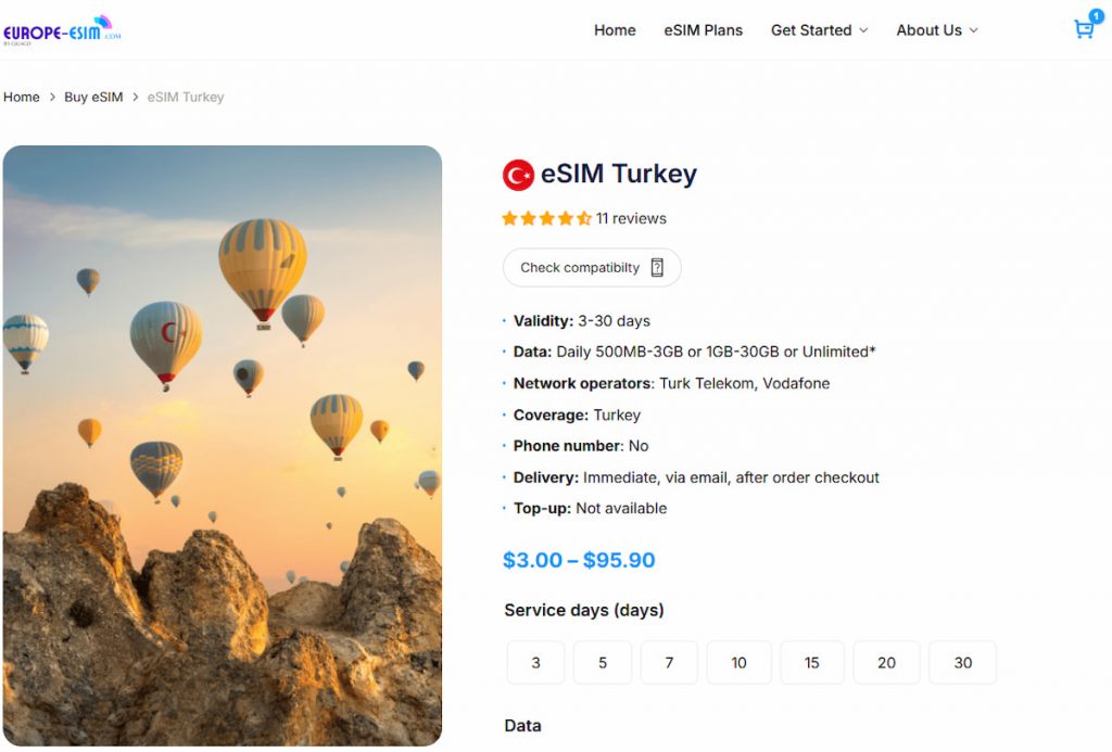 Turkey eSIM plans