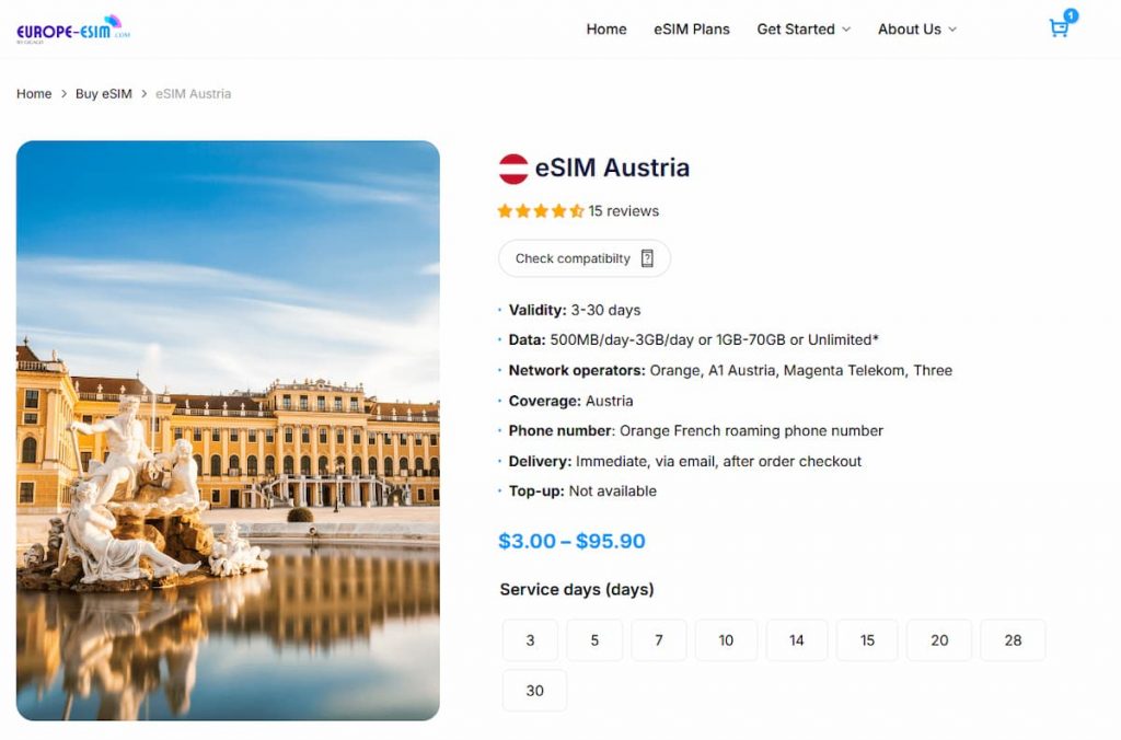 austria esim plans