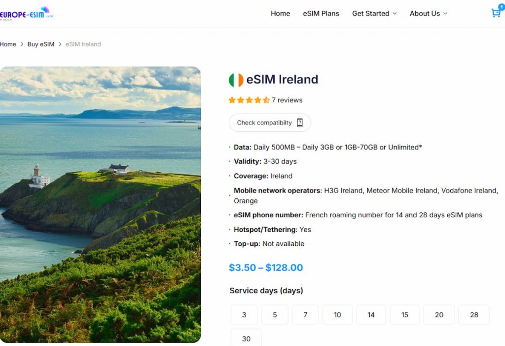 eSIM Ireland plans