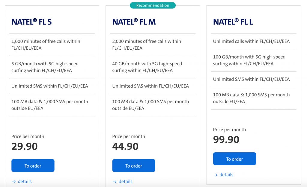 telecom liechtenstein sim card plans